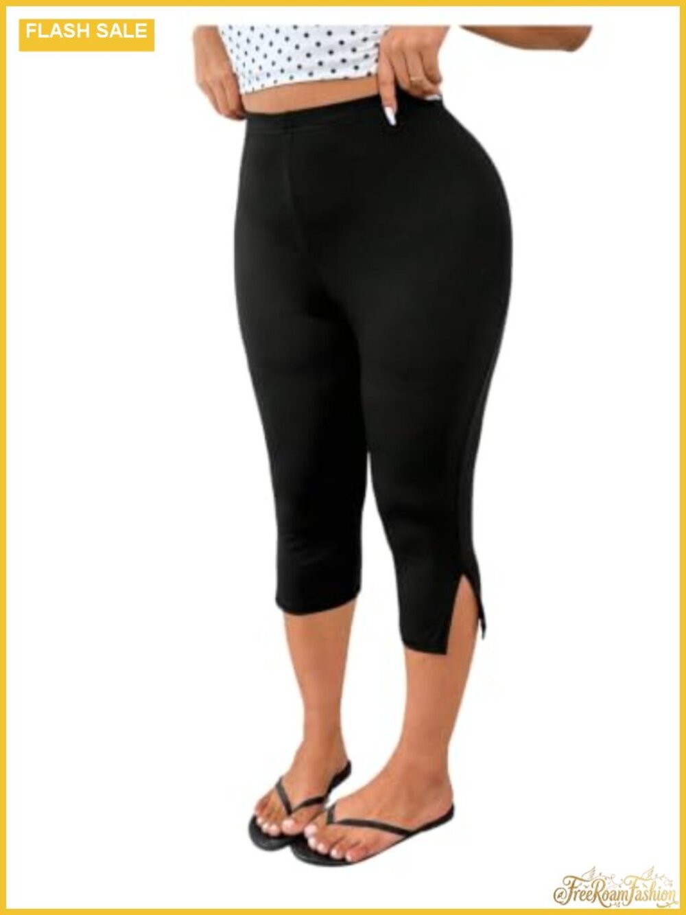 Plus Size Capri Leggings High Waisted Cropped Yoga Workout Pants